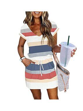 Women Square Neck Lantern Sleeve Tie Front Mini Dress A Line Double Hem Layer